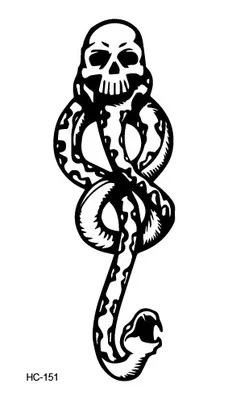 Водостойкая временная татуировка Пожиратели смерти Змея с головой черепа миф Тотем тату наклейки флэш-тату поддельные татуировки для девушек женщин