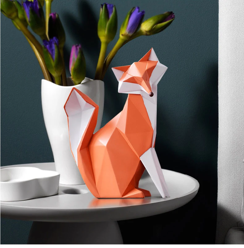 Table Decoration Accessories Fox Statue Sculpture Home Decor Modern Animal Figurine Living Room Office Desk Decorations Art (1)