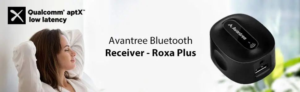 Avantree Roxa Plus зарядка aptX низкая задержка беспроводной Bluetooth приемник для дома стерео, AUX или RCA аудио адаптер, зарядное устройство