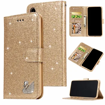 

20pcs/lot Free shipping Glitter Diamond card wallet case for iphone 5 6 7 8 X XS XR XS Max 6 7 8 plus leather best cover case