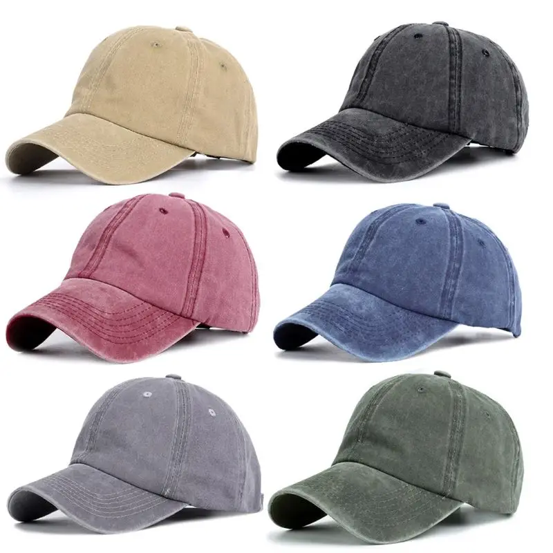 

Womens Summer Vintage Washed Solid Color Cotton Baseball Cap Hollow Out Ponytail Messy Bun Twill Adjustable Snapback Trucker Hat