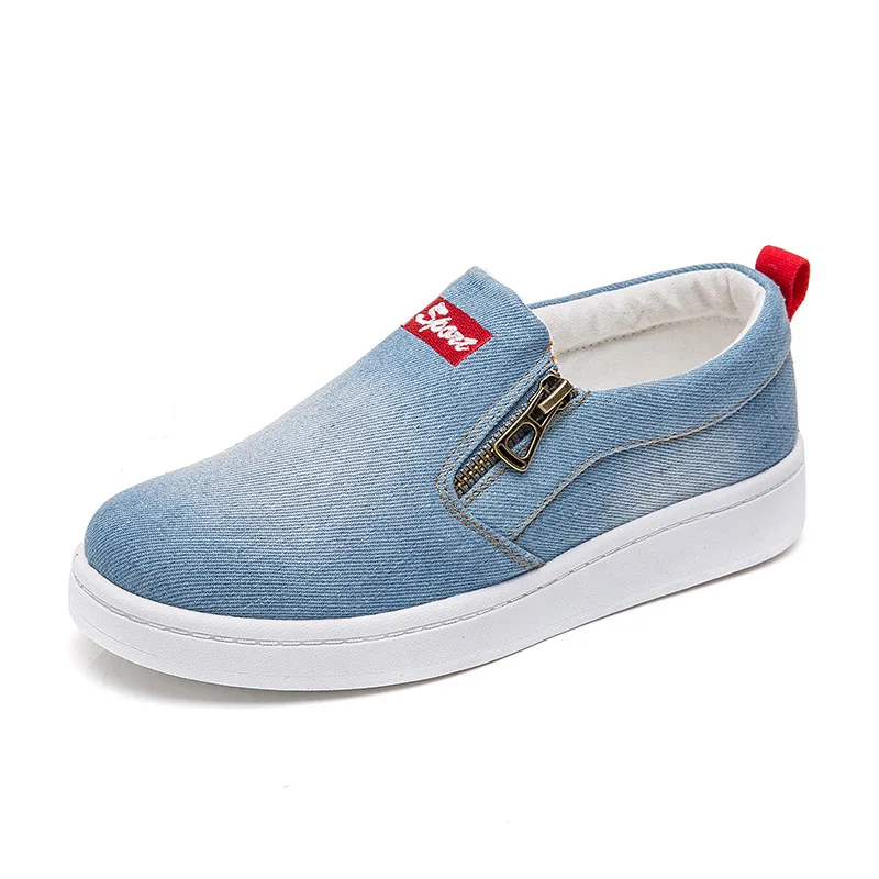 

Women shoes 2019 new arrival fashion denim women casual shoes femme tenis feminino zip canvas shoes women sneakers plus size