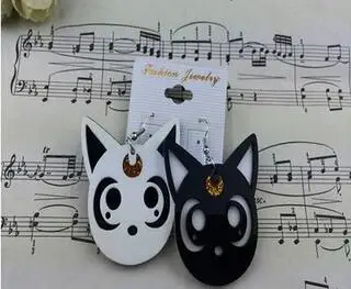 

Personality asymmetric black and white cat drop earring punk style animal cat earring for women fashion jewelry accessories