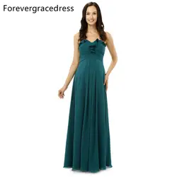 Forevergracedress реальные фотографии элегантные платье подружки невесты простые линии шифон Длинные с Кружева до праздничное платье для свадьбы