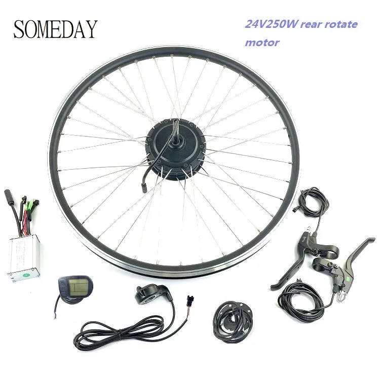 

SOMEDAY 24V250W ELECTRIC BICYCLE CONVERSION KIT Rear Cassette Hub Motor Wheel with LCD5 Display with 16"-28" 700C Ebike Kit