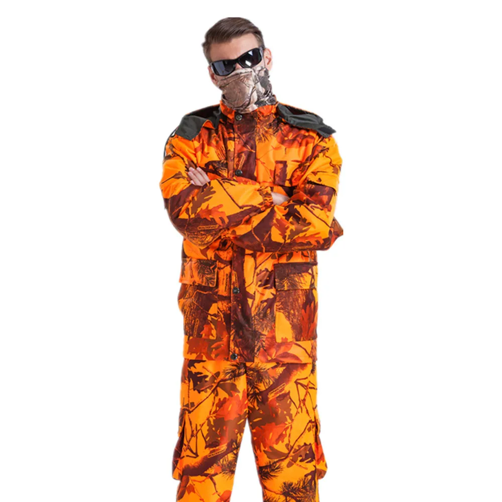 Открытый мужской оранжевый Bionic Камуфляж Охота скалолазание костюм ветрозащитный водонепроницаемый стрельба костюмы куртка и брюки