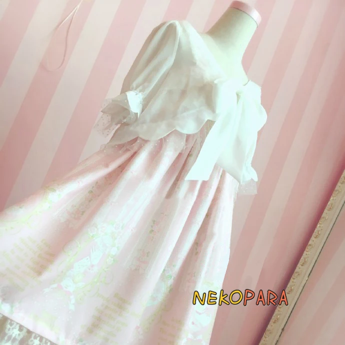 

Cute Fairy Kei Women's Angel Demon Wings Embroidery Summer Short Sleeve Bows Trim Smock Overall Shirt Tops Chiffon Blouse