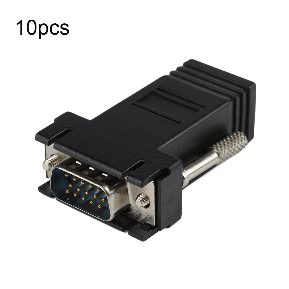 

High Quality 10 Pcs/Set Extender VGA Male To LAN CAT5 CAT6 RJ45 Cable Female Adapter Computer Extra Switch Converter Kit