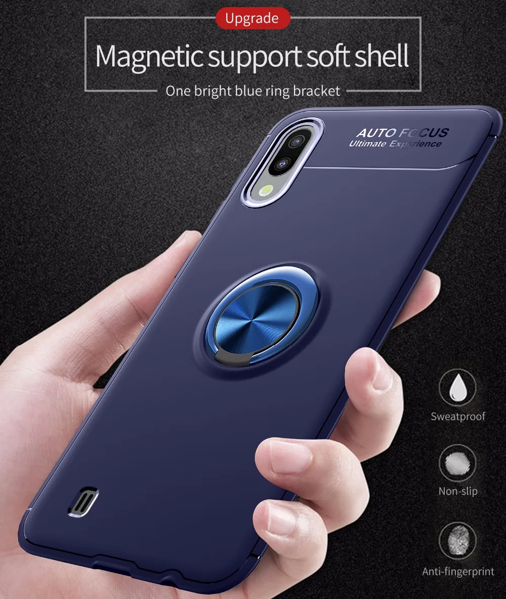 50 шт./лот Megnetic металлическое кольцо кронштейн+ ТПУ Жесткий Чехол для samsung Galaxy A10 A30 A40 A50 A70 M10 M20 M30 корпус