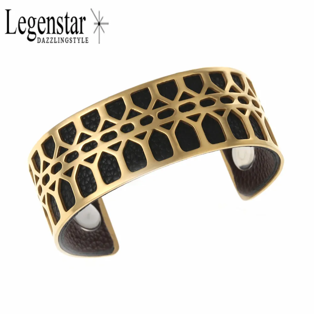

Legenstar Stainless Steel Opening Bangle Bee Neck Cuff Bracelet for Women Labyrinth Interchangeable Leather Bijoux Bracelet