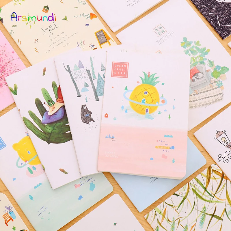 

Arsmundi Cute Nordic Kawaii Notebook A5 Student Daily Memos Notebook Animals Leaves Galaxy Stationery Office School Supplies