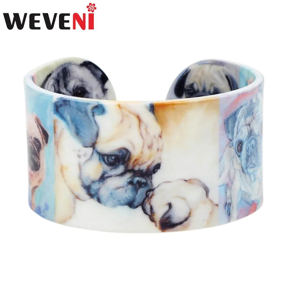 

WEVENI Plastic Cartoon Bulldog Pug Dog Bangles Bracelets Indian Craft Fashion Jewelry For Women Girl Animal Charms Wholesale