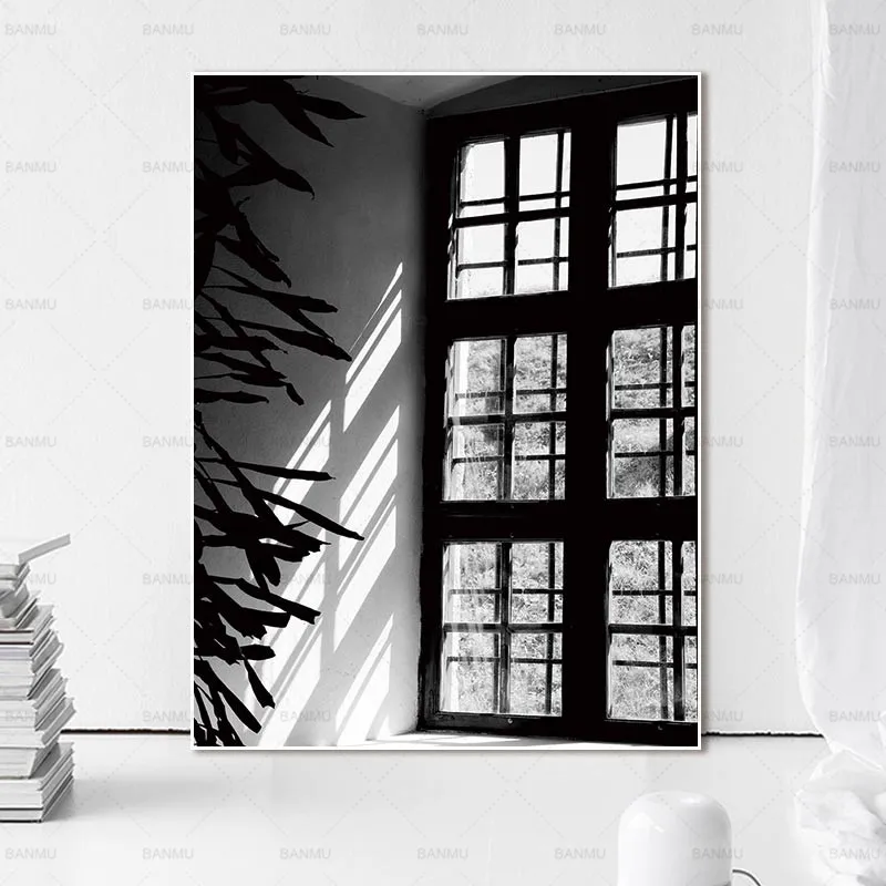 

wall art painting Canvas Pictures print Wall print home decor door Black and white picture window poster home decor