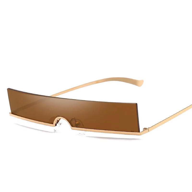 Уникальные маленькие прямоугольные солнцезащитные очки для женщин трендовые продукты Дамская мода безрамные солнцезащитные очки винтажные oculos feminino - Цвет линз: gold-tea