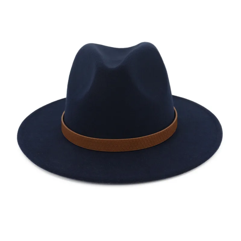 Элегантная шляпа-федора для Для женщин Для МУЖЧИН широкими полями чувствовал Шапки зима имитации шерсти кепка мужская и женская Винтаж