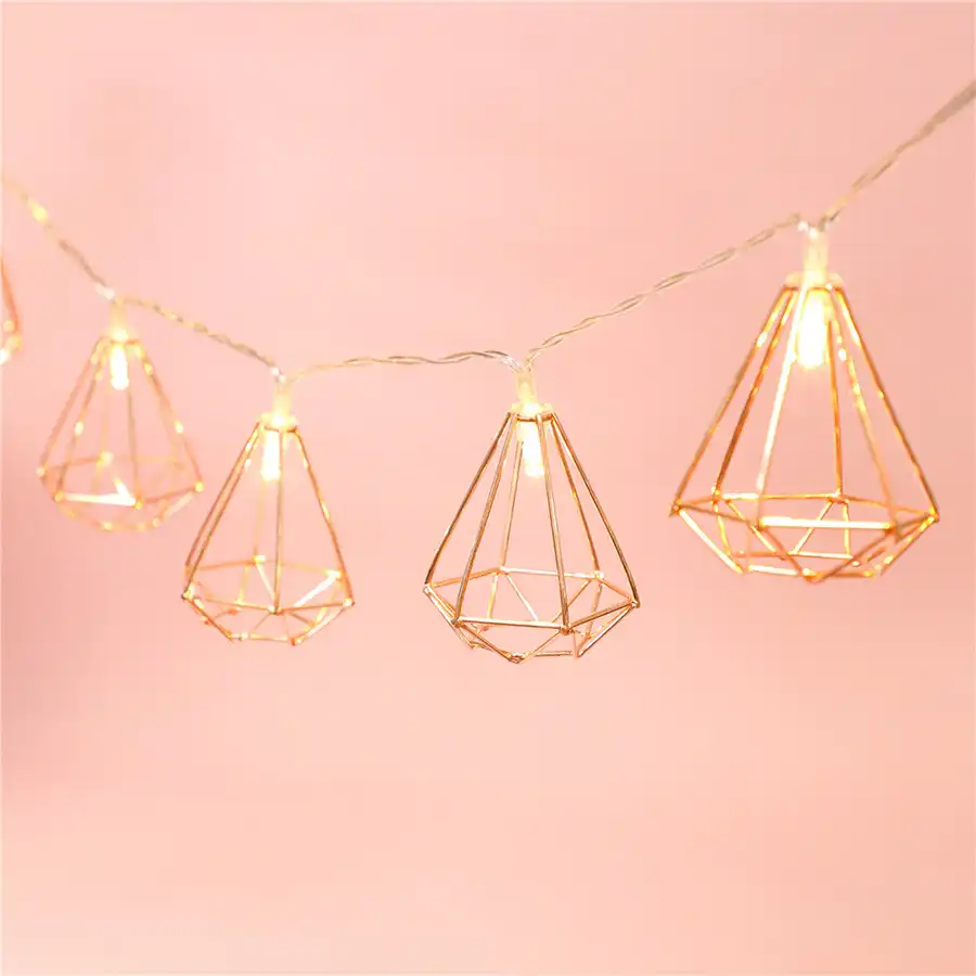 rose gold geometric fairy lights