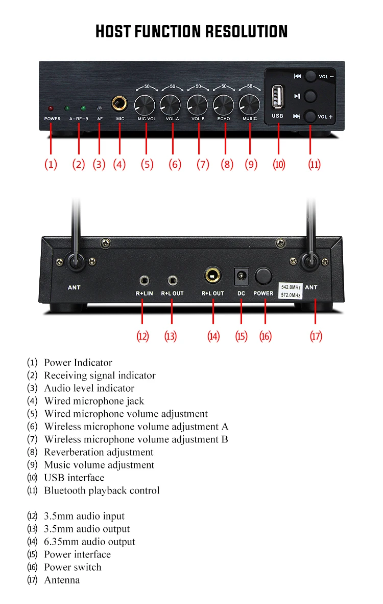 Microfone sem Fio com Receptor para a Família Sistema de Home Ouro Qualidade Dupla Handheld S-102 Echo Ktv Karaoke Theater Uhf - Image 5