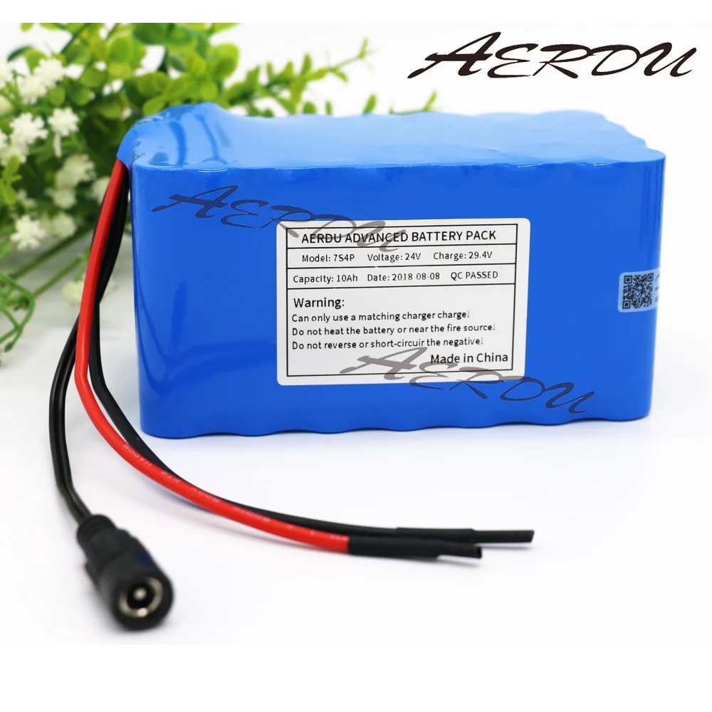 

AERDU 7S4P 24V 25.9V 29.4V 10Ah 18650 lithium battery pack electric bicycle light weight ebike Li-ion batteries built in 15A BMS