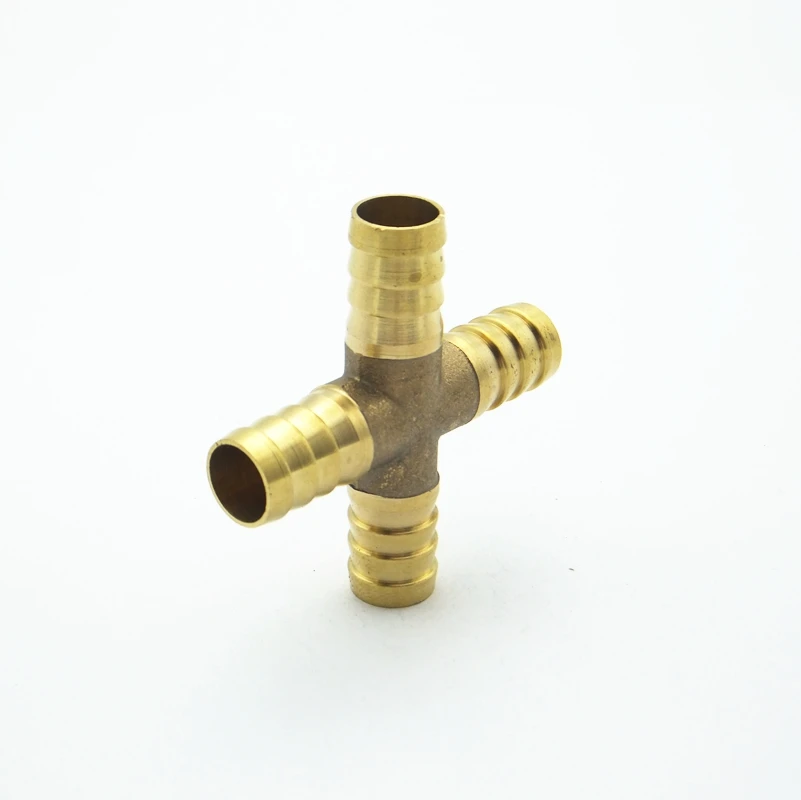 12mm Cross Hose Barb 4 Way Brass Barbed Pipe Fitting Coupler Connector