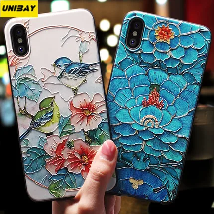 

Unibay For iPhone X Case Cover 3D Relief For iPhoneX fitted Flower Series Silicon case Soft Beauty Phone case FOR iPhone X