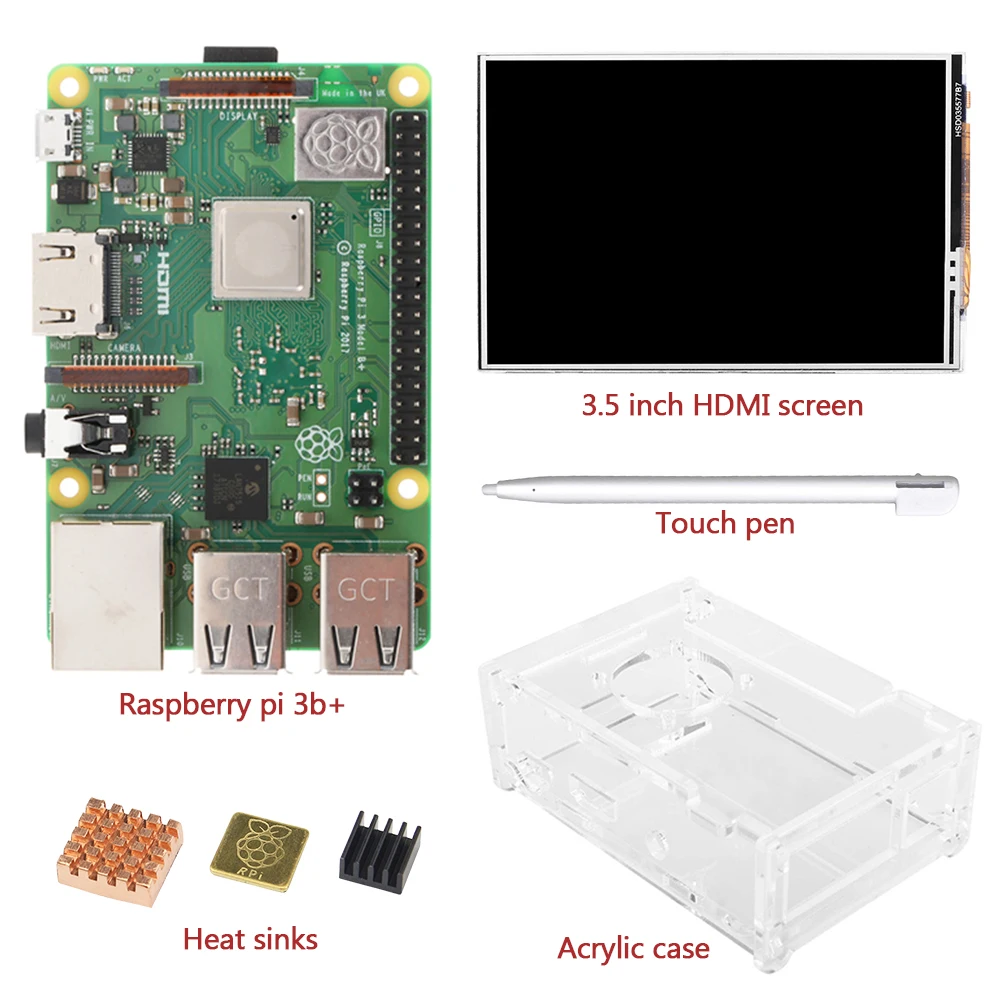 

Raspberry Pi 3 B+ Plus Starter Kit Raspberry Pi 3B+ , 3.5 inch Touchscreen , Acrylic Case , Heat Sink