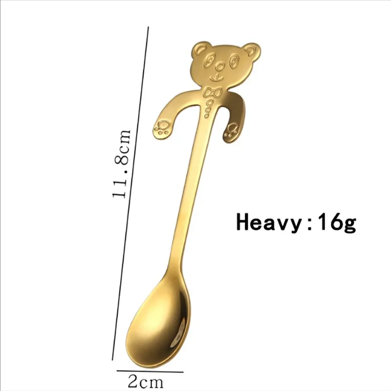 Милый медведь Кофе Чай ложка Нержавеющая сталь висит суп сахар десертная ложка Многоразовые Ручка Совок посуда Кухня гаджет