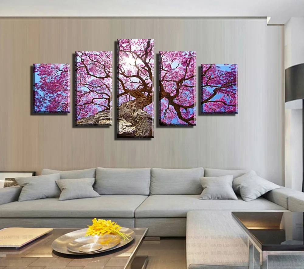 5 Panel Hot Venta De Color Rosa Flor Moderna Casa Decoracion De La