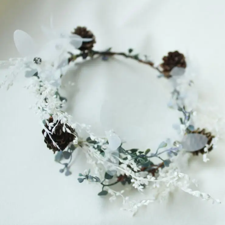 Mori Girl Flower Headwear vegetation garland Bridal Wedding Accessories Vintage Beach Flower wreath ZH010