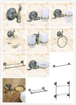 Price Antique Bronze 12-Piece Bathroom Hardware Accessory Set Towel Bar Rack Shelf Robe Hook Paper Holder Ring Toilet Brush Soap Dish