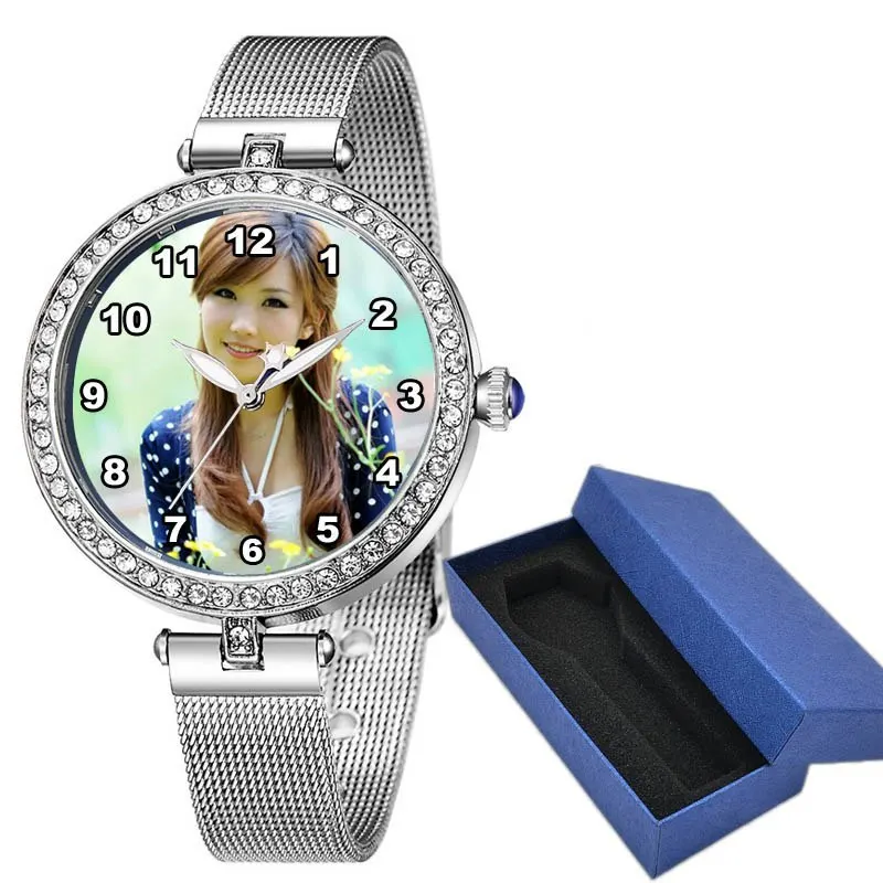 A3329 уникальная индивидуальность индивидуально под заказ часы фотографии печать женские часы семейный подарок Прямая поставка - Цвет: Silver with box