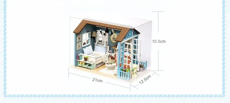 Casa de Madeira com Móveis Casa em Miniatura Brinquedos para Crianças Natal e Aniversário Quarto Bonito Faça Você Mesmo Miniaturas Z07 6 com móveis diy casa em miniatura brinquedos