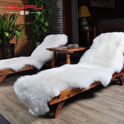 

2 Pieces Ivory White and 2 Pieces Champagne New Luxurious Real Sheepskin Rug Genuine Sheepskin Rug Double Chair Cover