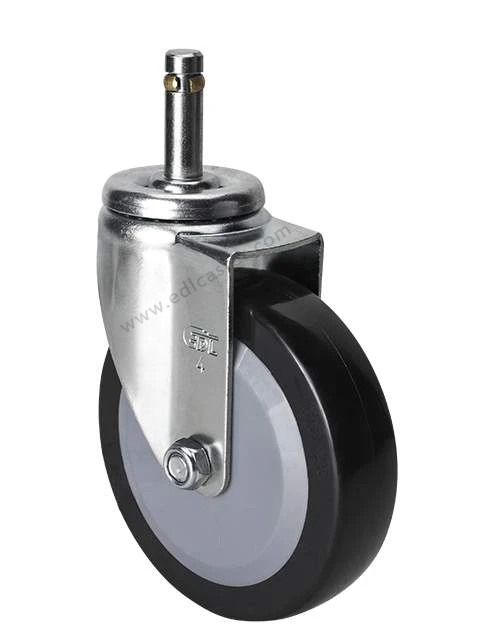 EDL 라이트 듀티 4 인치 캐스터 휠, 60Kg, 폴리우레탄 휠, 캐스터 스템 링, 회전식 플라스틱 브레이크, 트롤리용, 2