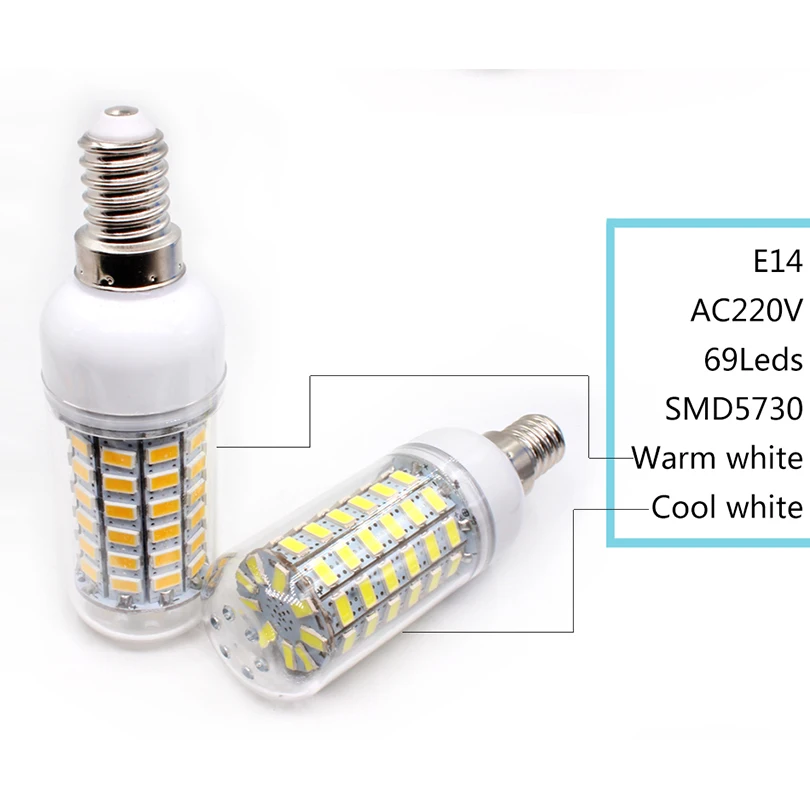 SMD5730 светодиодные лампы E27 E14 220 В кукурузы 24 36 48 56 69 72 96 светодиодов люстра свет