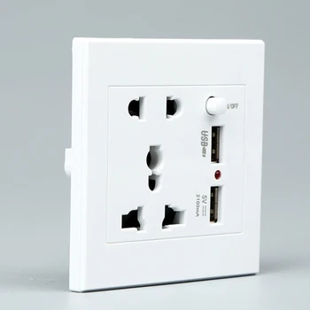 

Home Fittings Receptacle Easy Install Power Adapter Port Dual USB Anti Impact Outlet Panel Wall Socket Charger