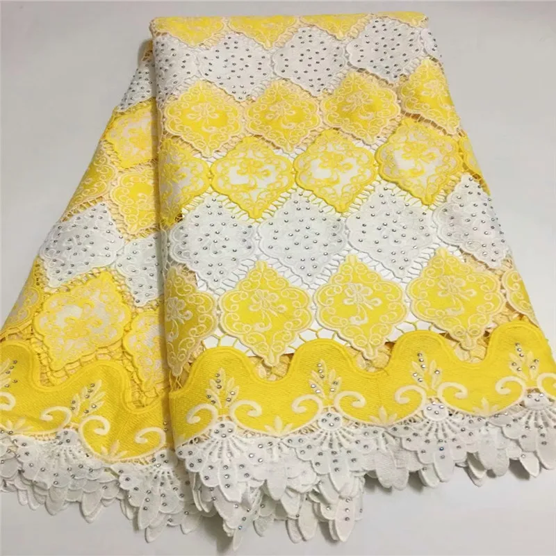 

New style French guipure lace fabric African lace fabric high quality african cord lace fabric with stones for party QZA26-1
