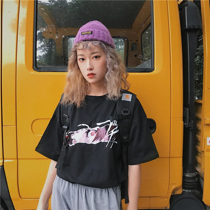 

2020 Harajuku Bf Loose Cartoon Ins T-shirt Women's Tshirts Chic Kawaii Girl Vintage Female Ulzzang Tunic For Women Casual Top