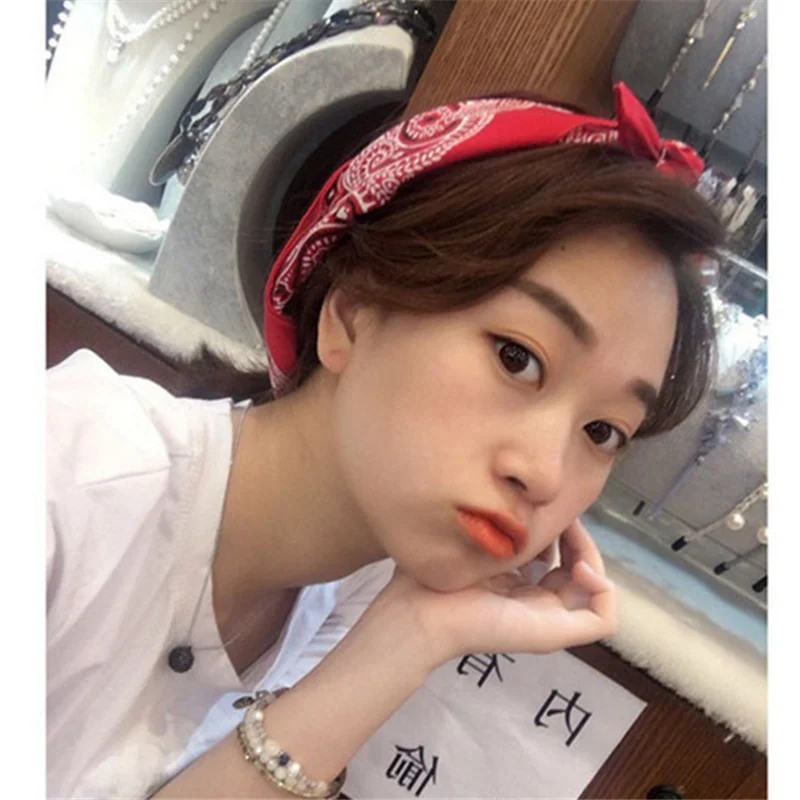 

Women's Paisley Print Headband Retro Square Towel Bow Hair Band Girls Fashion Headband Packaging Hair Styling Tools C230 Headwea
