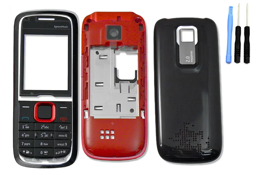 

For Nokia 5130 Xpressmusic Full Housing +battery Back Cover + Keypad Red Blue & Screwdriver Open Tool Kit