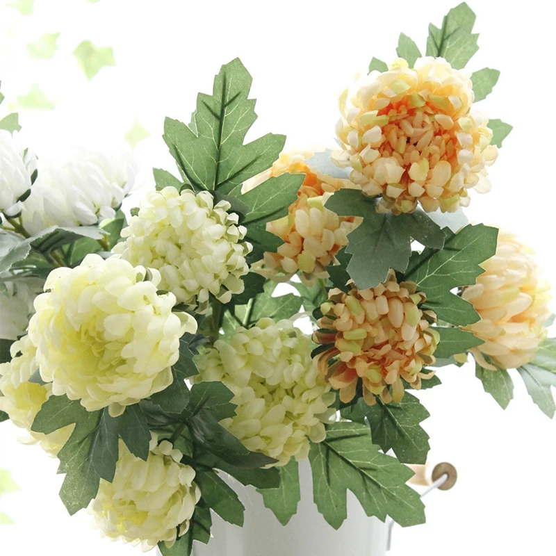 5heads Marigolds Chrysanthemum Artificial Silk Flowers Flores For Home Garden Wedding Decorations Fake Flowers Branch Wreath 5heads Marigolds Chrysanthemum Artificial Silk Flowers Flores For Home Garden Wedding Decorations Fake Flowers Branch Wreath