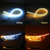 2X ультратонкие автомобильные DRL светодиодный дневные ходовые огни Гибкие для вождения белый указатель поворота желтая направляющая полоса... ► Фото 3/6