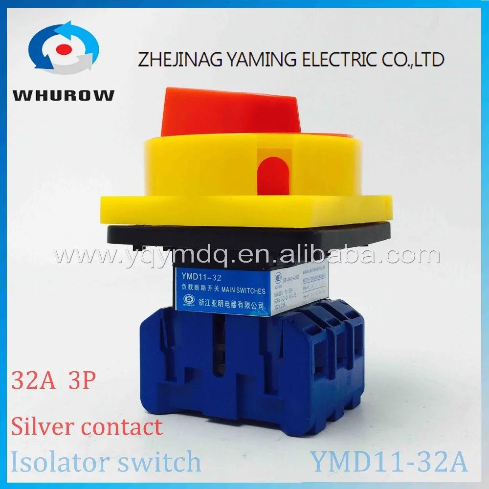 

Isolator switch YMD11-32A load break switch universal power cut off switch on-off 32A 3P changeover cam switch 6 sliver contacts