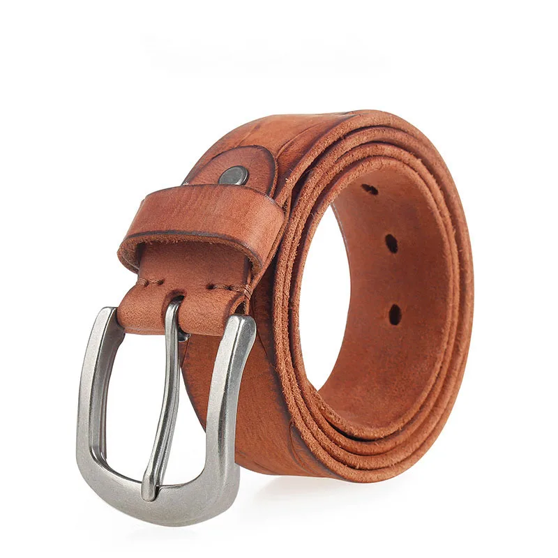 Cinturón genuino hecho a mano, cinturones tela vaquera para hombre, diseño de marca, correa para hombre, color negro, piel de vaca de buena calidad|genuine leather belt men|men jeans beltbrand