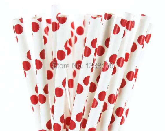 Paper Straws - Red Big Polka Dot