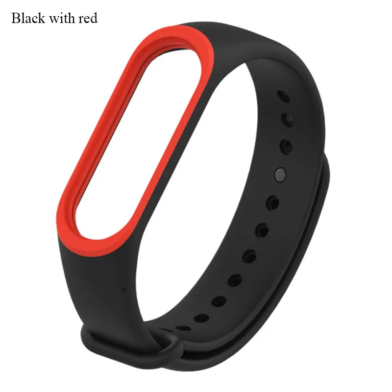 Двойной Цветной ремешок mi 3, Регулируемый силиконовый ремешок на запястье, сменный ремешок для xiaomi mi 3, смарт-браслеты smartband - Цвет: Black with red