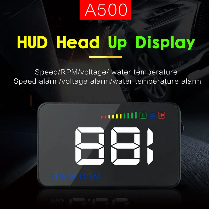 

Car HUD Head Up Display Car Overspeed Alarm Water Temperature Alarm OBDII or EU OBD interface Reflective Film Car styling A500