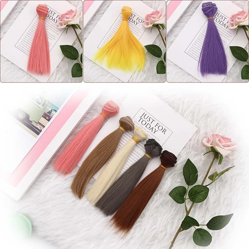 

1pcs 15cm Doll Accessories Straight Synthetic Fiber Wig Hair For Doll Wigs High-temperature Wire