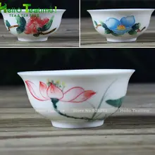 [HT!] 2 шт. расписанный вручную фарфор чашки чая набор, ручная роспись китайский чайный набор кунг-фу чашки, ручная роспись Китай цветок gongfu чашка