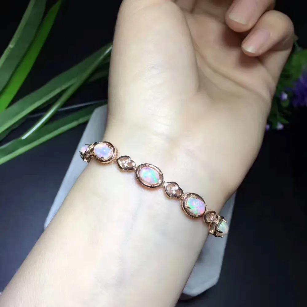 Bracelet en opale multicolore naturelle Bracelet en pierres précieuses naturelles 925 bracelet en a
