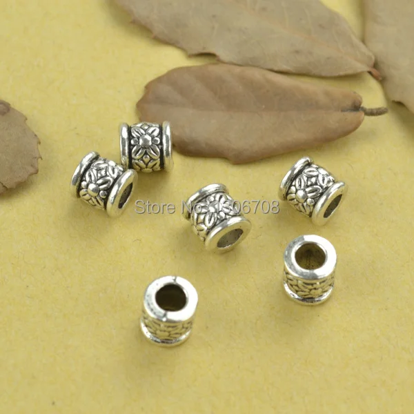 

100pcs/lots Metal antique tibetan silver charms round flower beads for Europe bracelets making diy jewelry supplies z42587